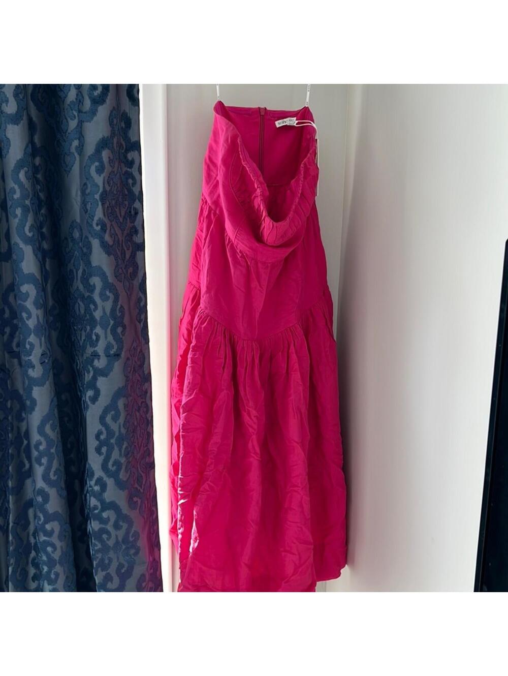 Shona Joy Joanine Strapless Ruched Midi Dress in Azalea Pink - Picture 4 of 9